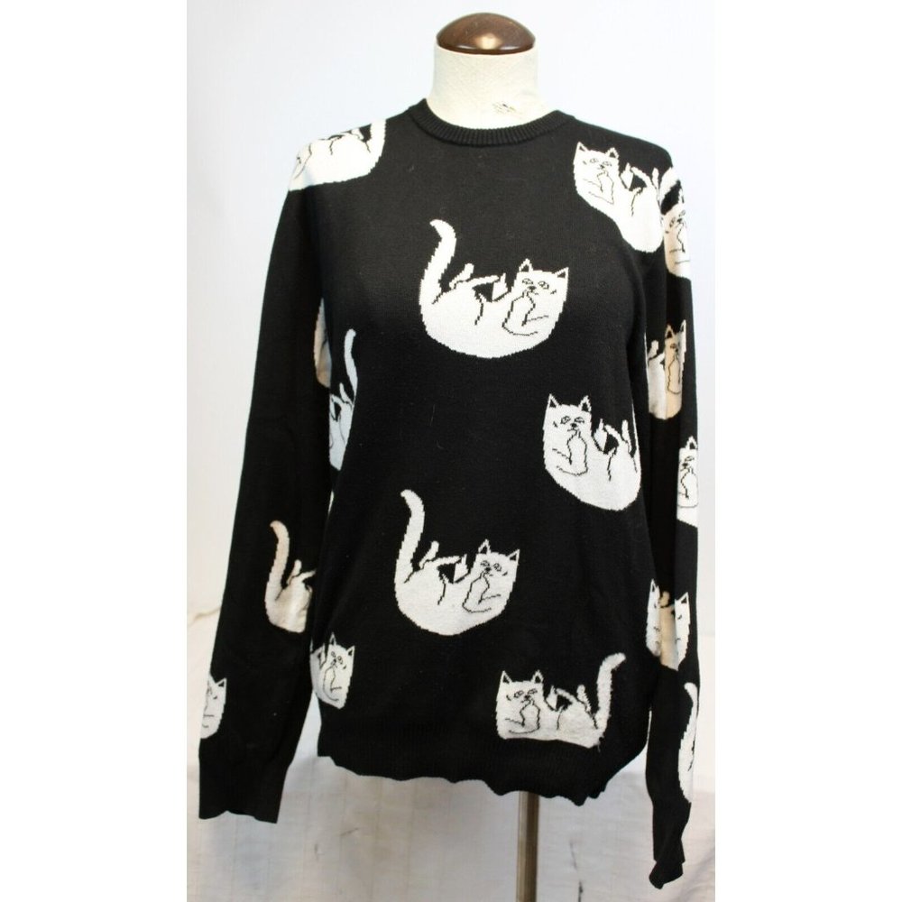 RIPNDIP Falling for Nermal Cat Knit Sweater sz M Middle Finger Thick We Out Here